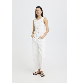 ICHI ICHI - Palma Sleeveless Top (Cloud Dancer / Red)