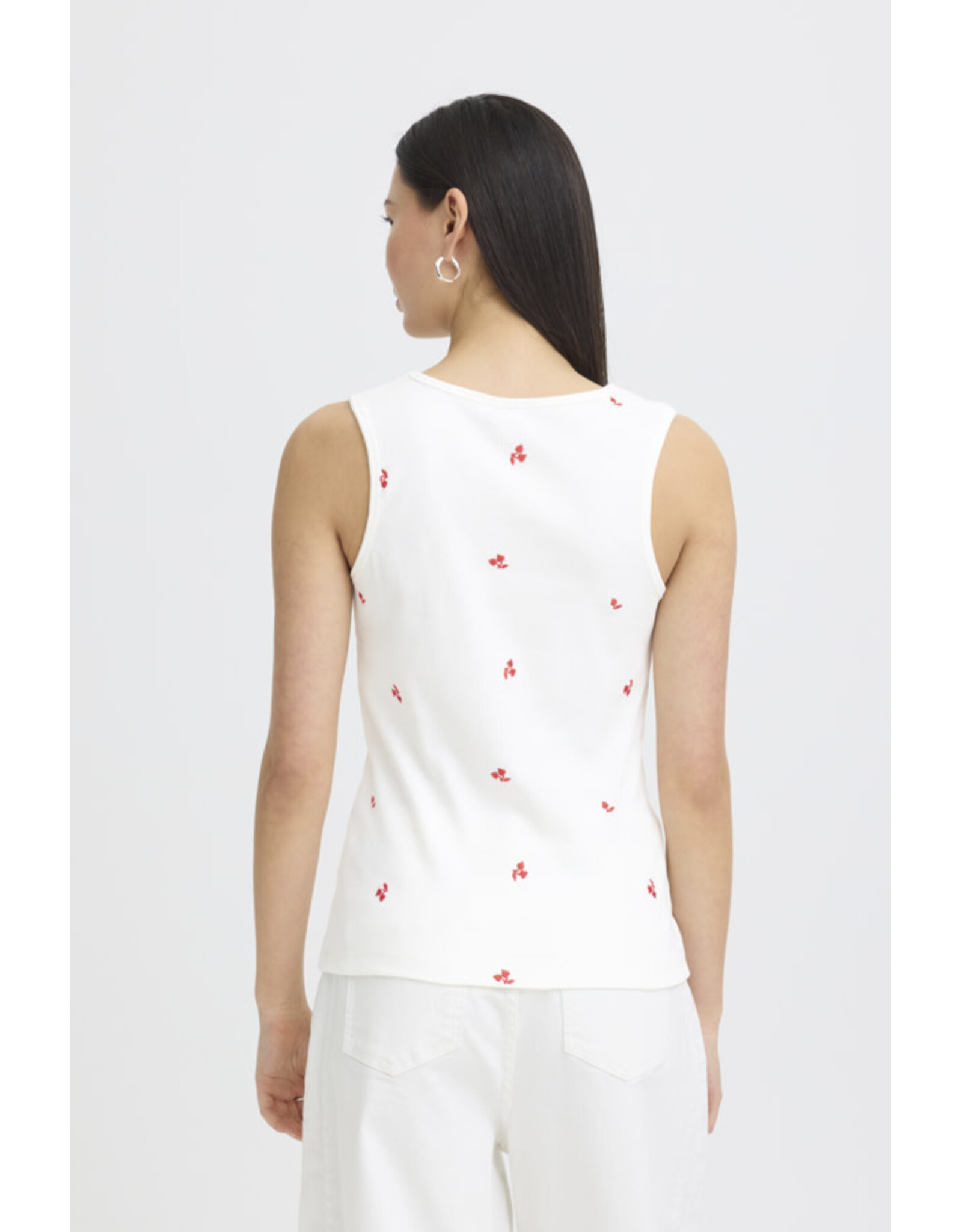 ICHI ICHI - Palma Sleeveless Top (Cloud Dancer / Red)