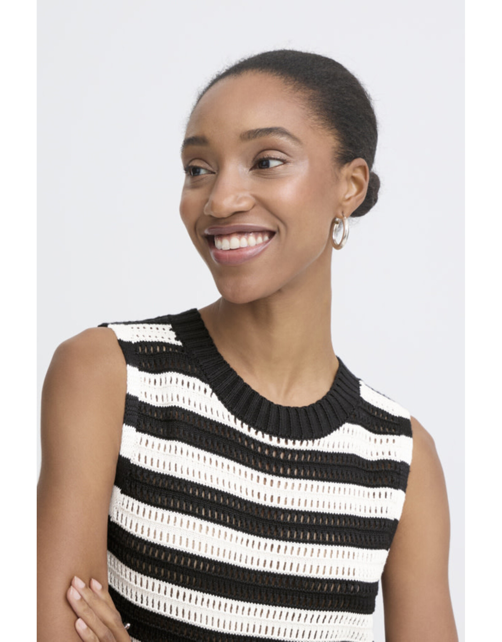 ICHI ICHI - Tuesday Sleeveless Top (Black / White Stripe)