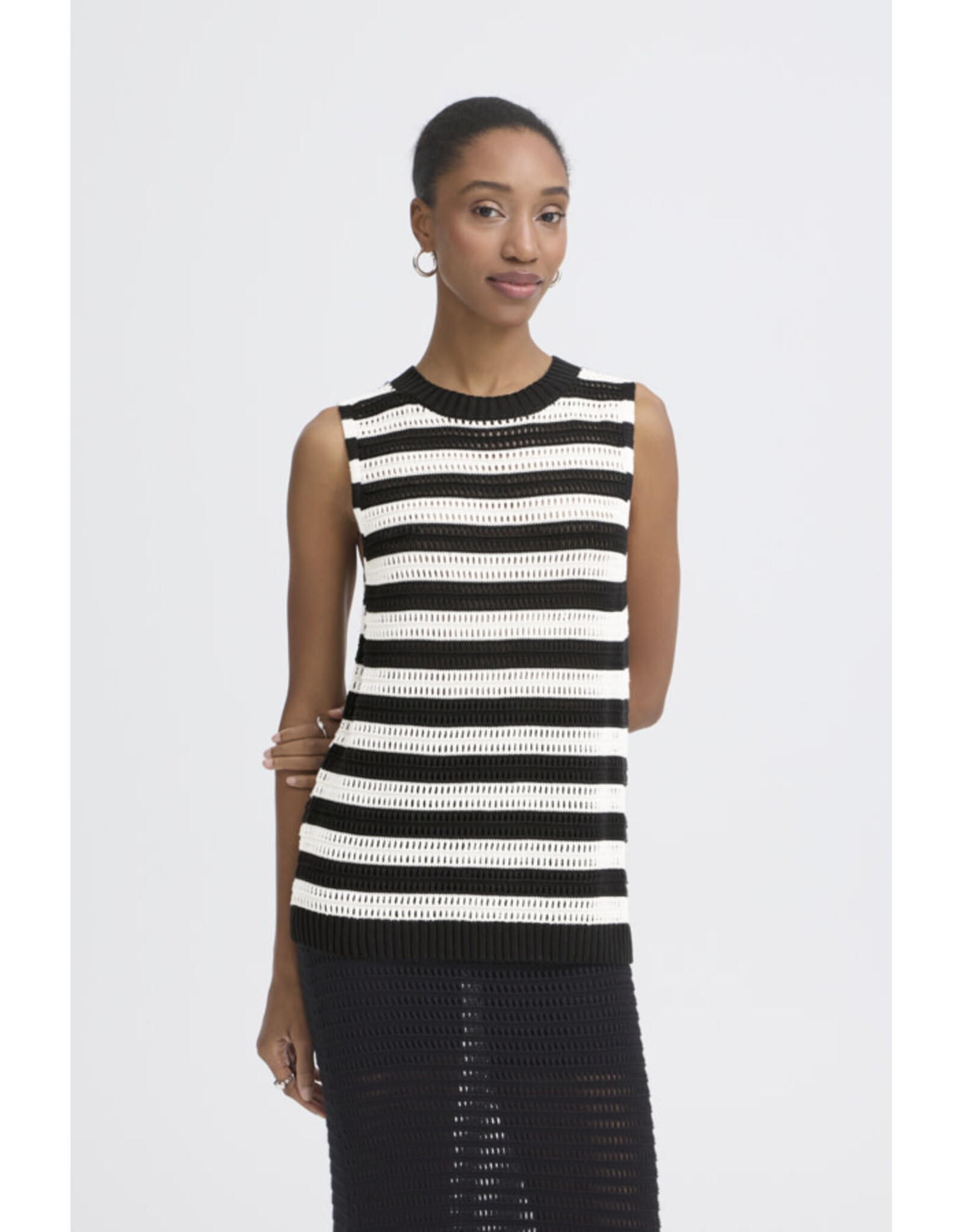 ICHI ICHI - Tuesday Sleeveless Top (Black / White Stripe)