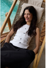 ICHI ICHI - Palma Sleeveless Top (Cloud Dancer / Black)