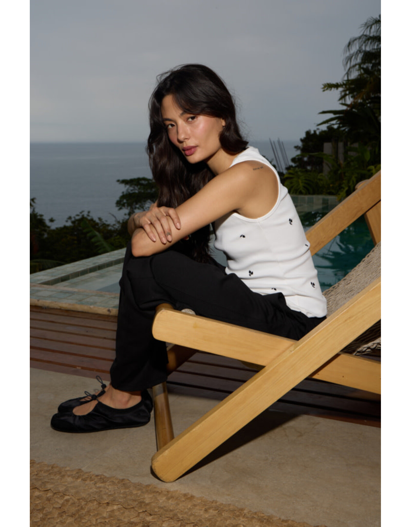 ICHI ICHI - Palma Sleeveless Top (Cloud Dancer / Black)