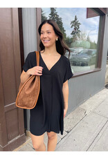 ee:some V Neck Dress with Pockets (Black)