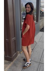 ee:some V Neck Dress with Pockets (Rust)