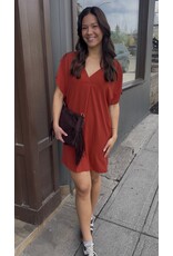 ee:some V Neck Dress with Pockets (Rust)