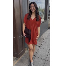 ee:some V Neck Dress with Pockets (Rust)