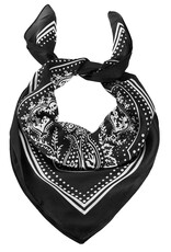 Fame Accessories Light Paisley Design Square Bandana Scarf (Black)