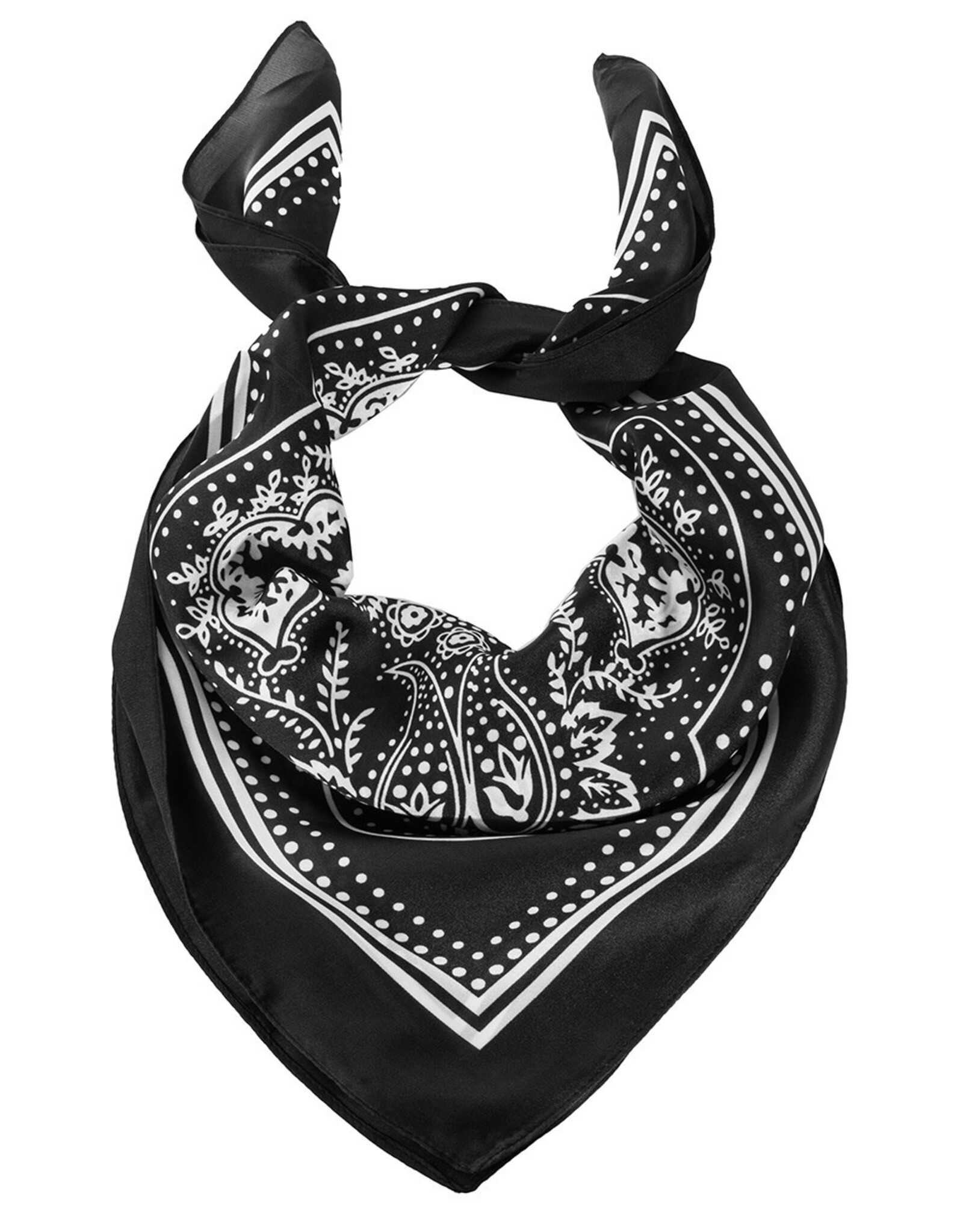 Fame Accessories Light Paisley Design Square Bandana Scarf (Black)