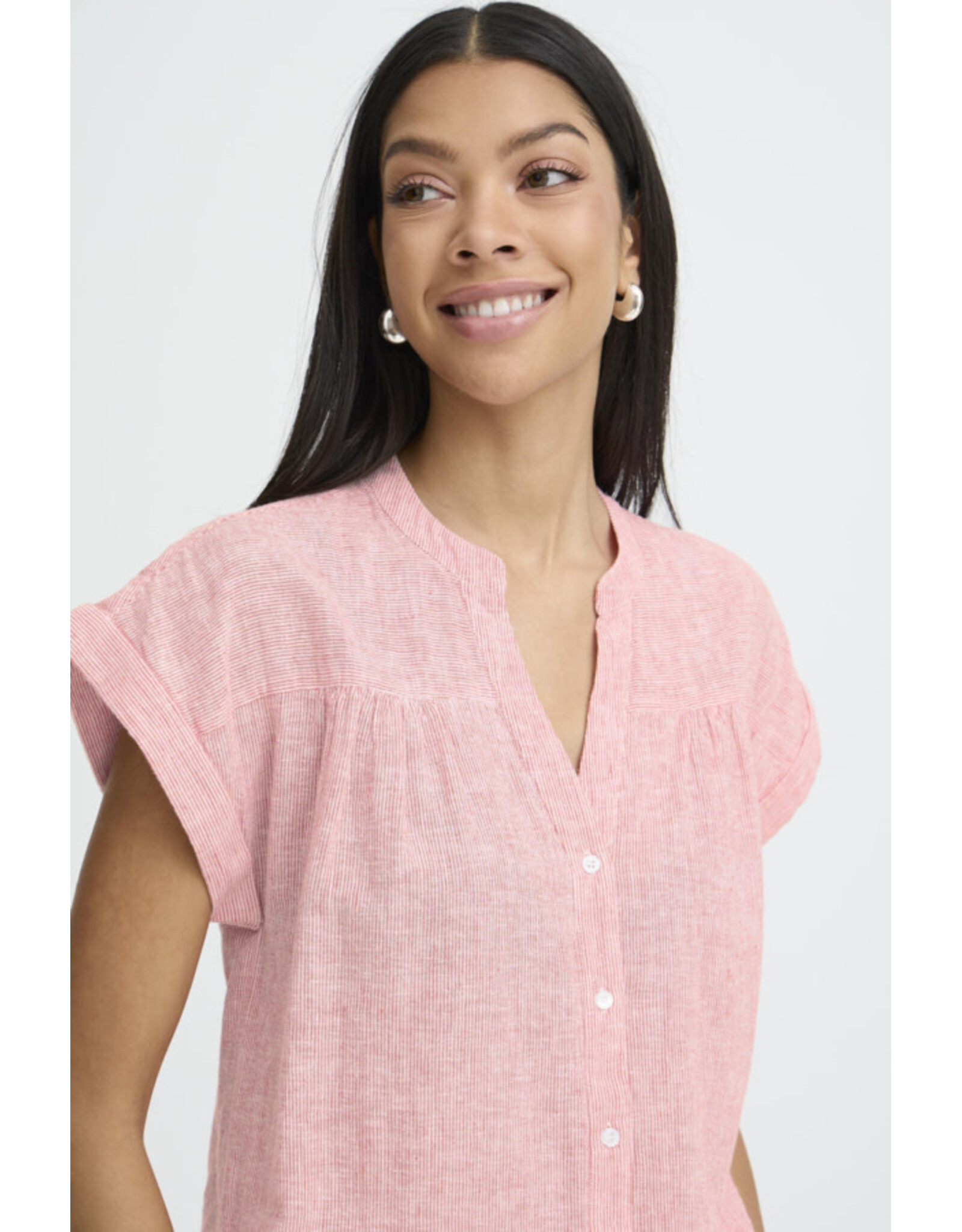 b.young b.young - Izola Short Sleeve Button Up (Molten Lava)