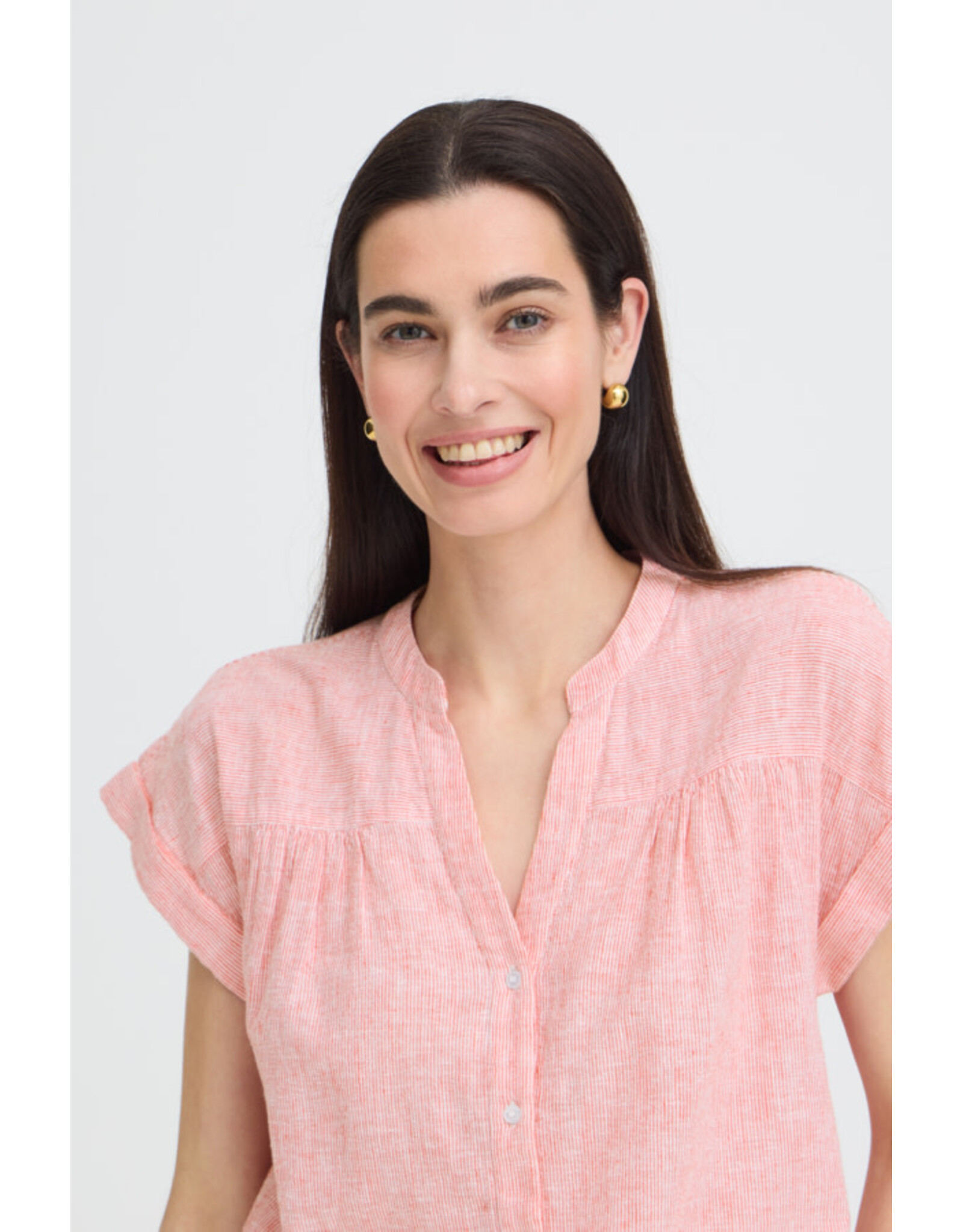 b.young b.young - Izola Short Sleeve Button Up (Molten Lava)