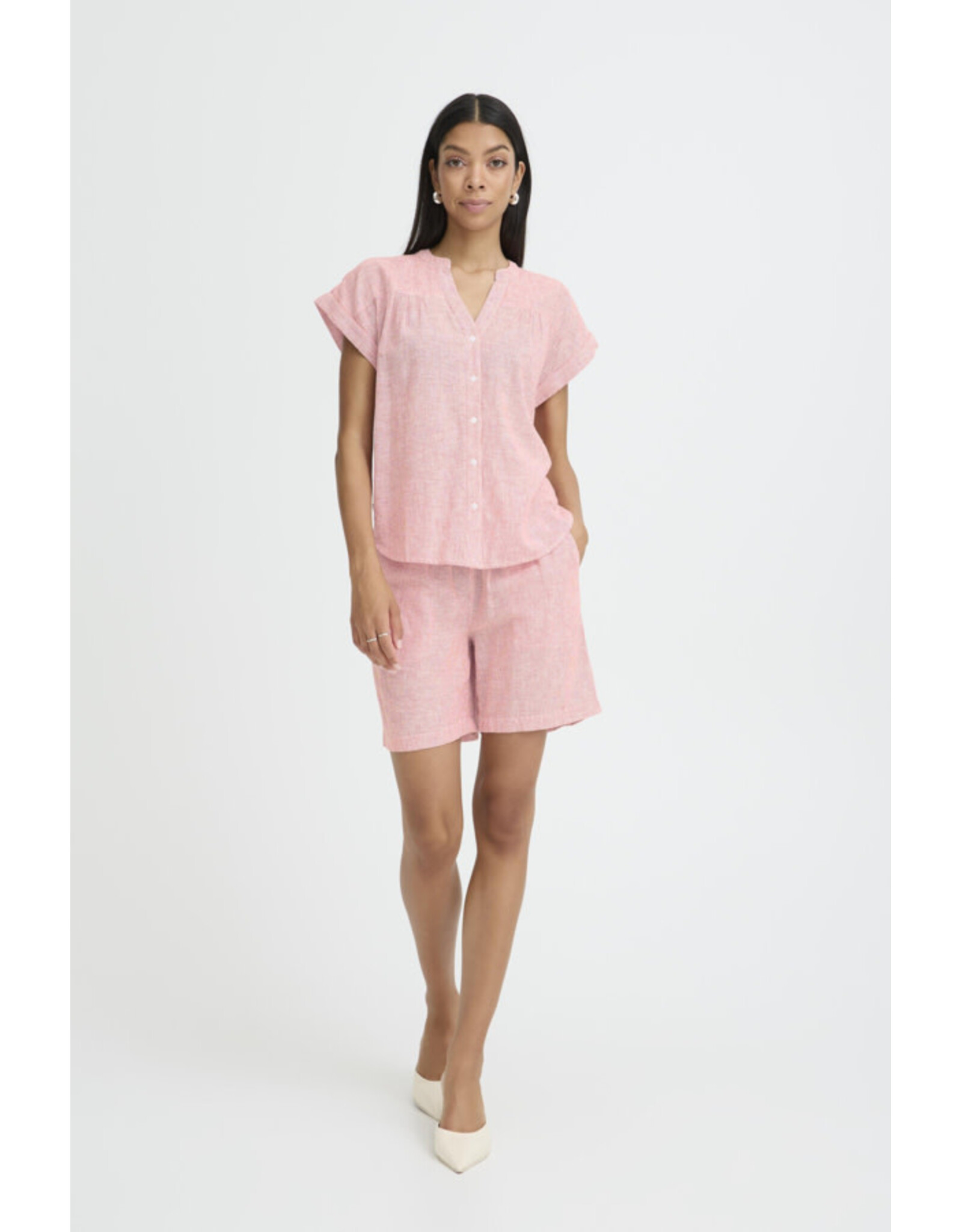 b.young b.young - Izola Short Sleeve Button Up (Molten Lava)
