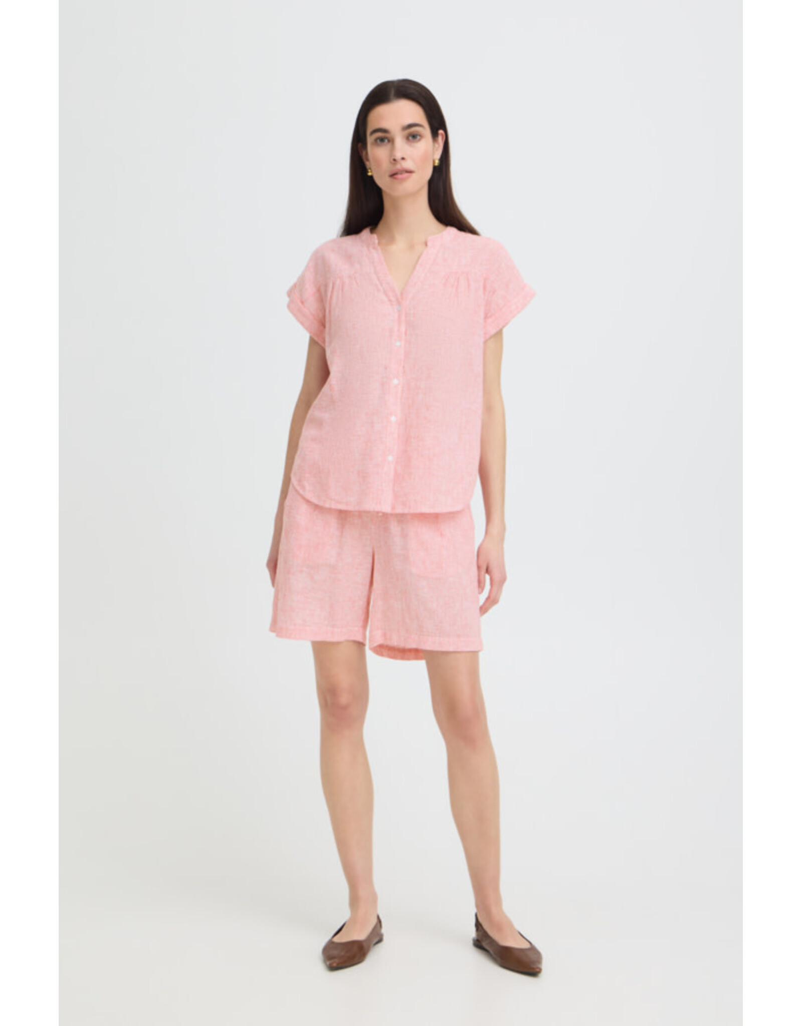 b.young b.young - Izola Short Sleeve Button Up (Molten Lava)