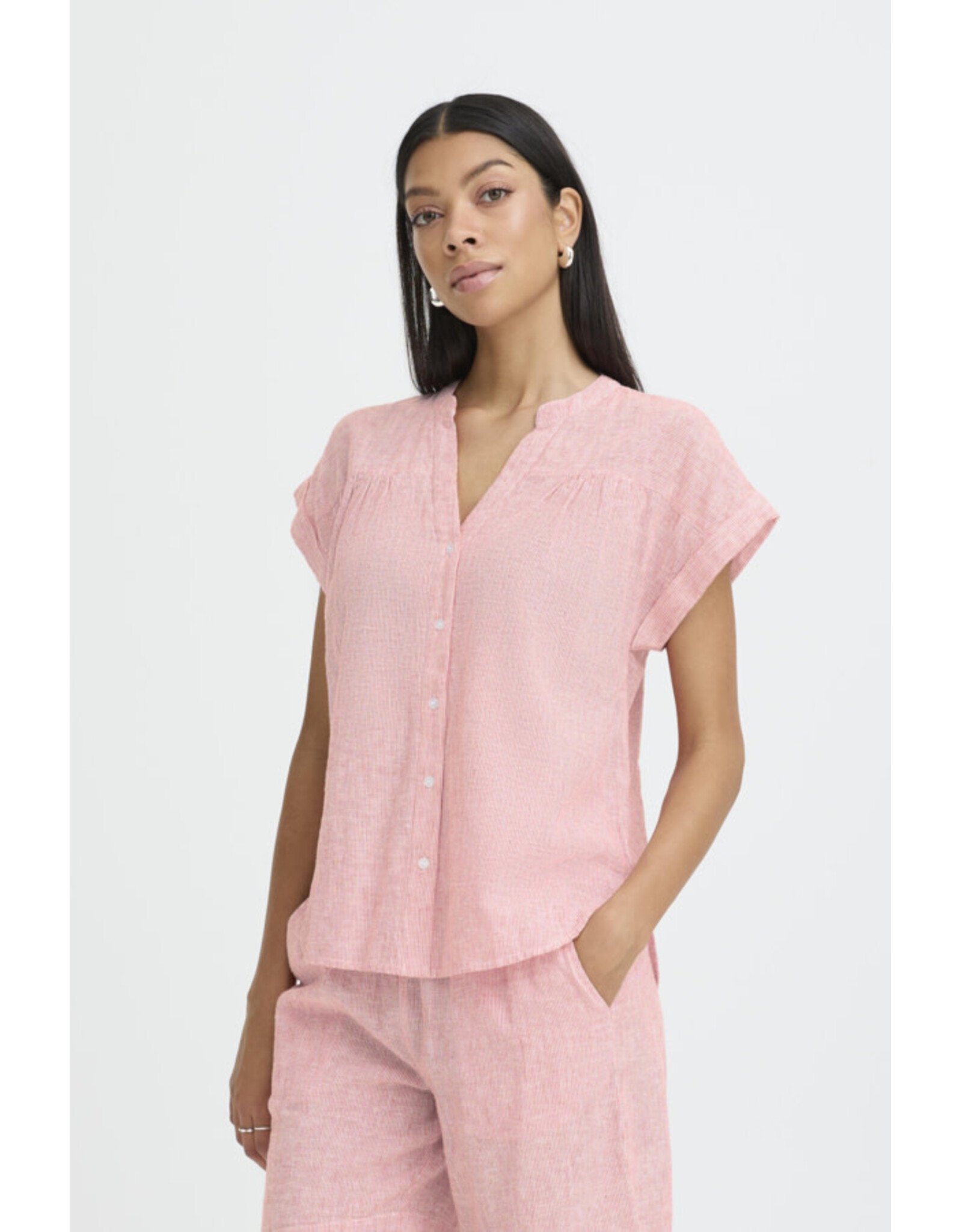 b.young b.young - Izola Short Sleeve Button Up (Molten Lava)