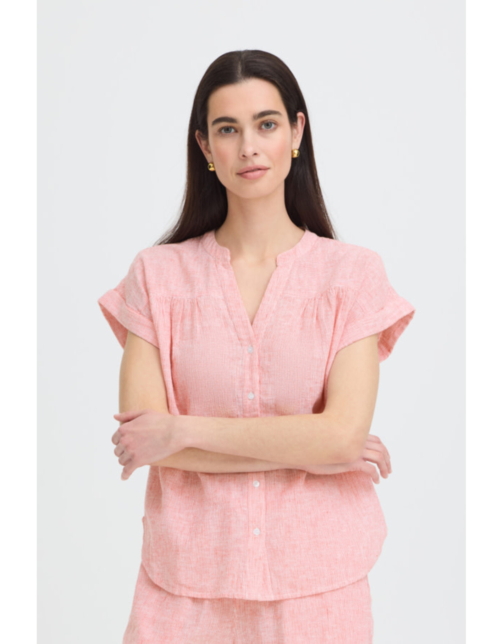 b.young b.young - Izola Short Sleeve Button Up (Molten Lava)