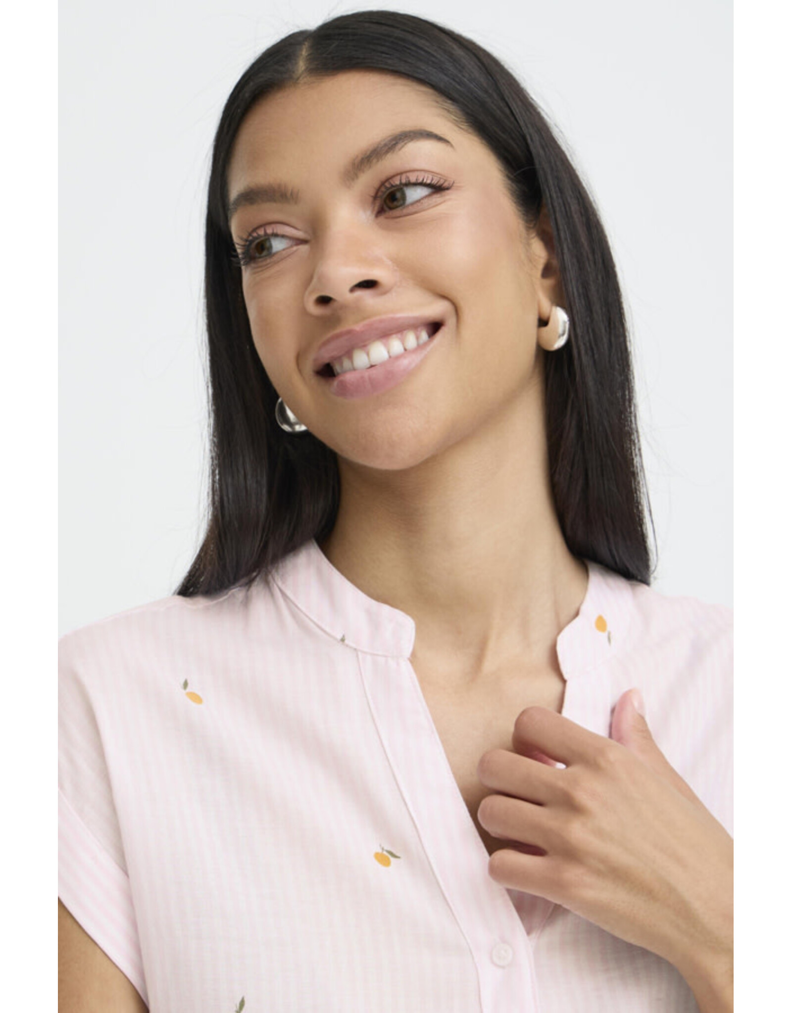 b.young b.young - Silas Short Sleeve Button Up (Pink Stripe)