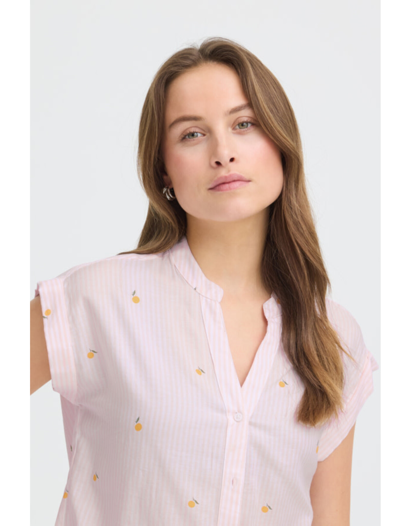 b.young b.young - Silas Short Sleeve Button Up (Pink Stripe)