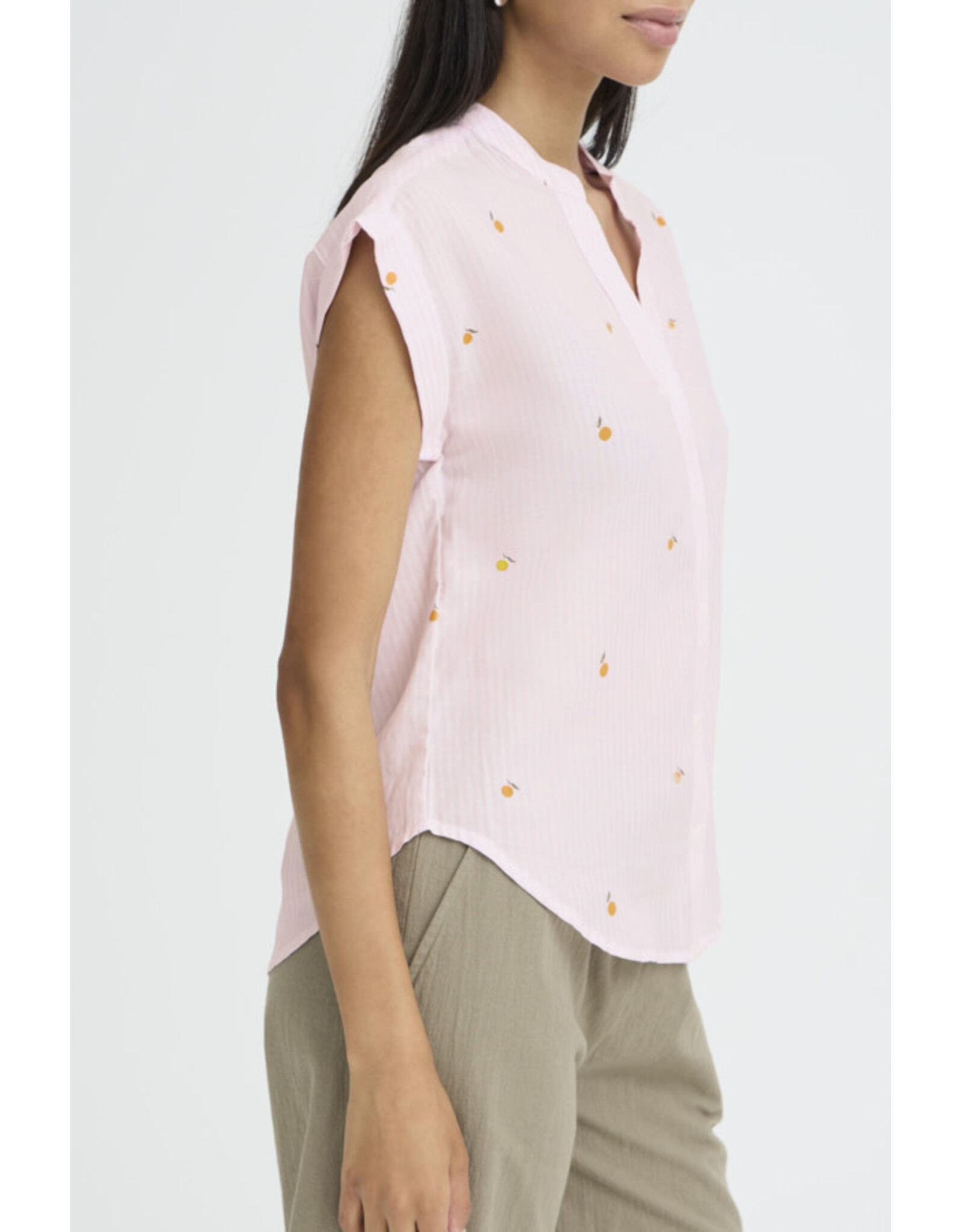 b.young b.young - Silas Short Sleeve Button Up (Pink Stripe)