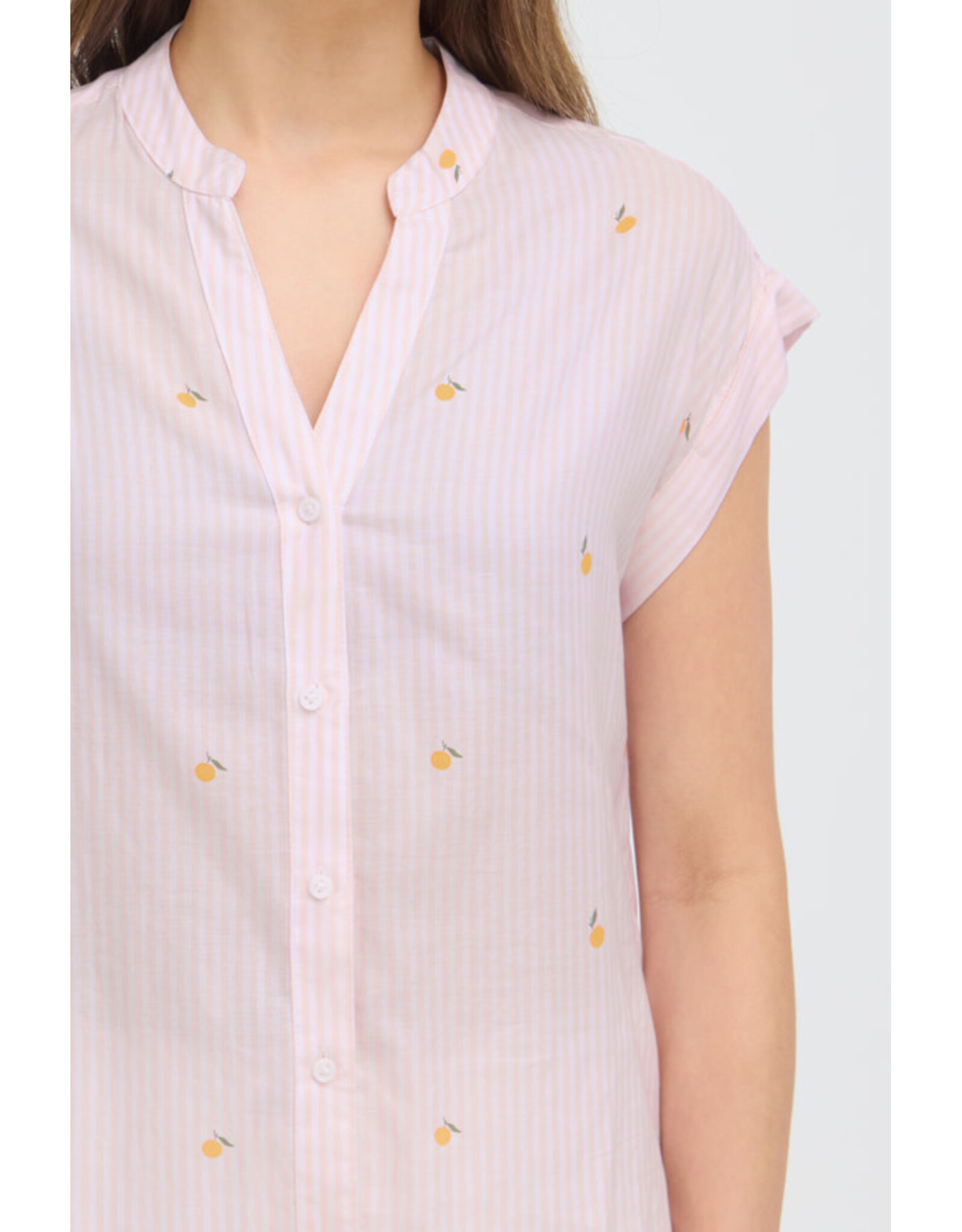b.young b.young - Silas Short Sleeve Button Up (Pink Stripe)
