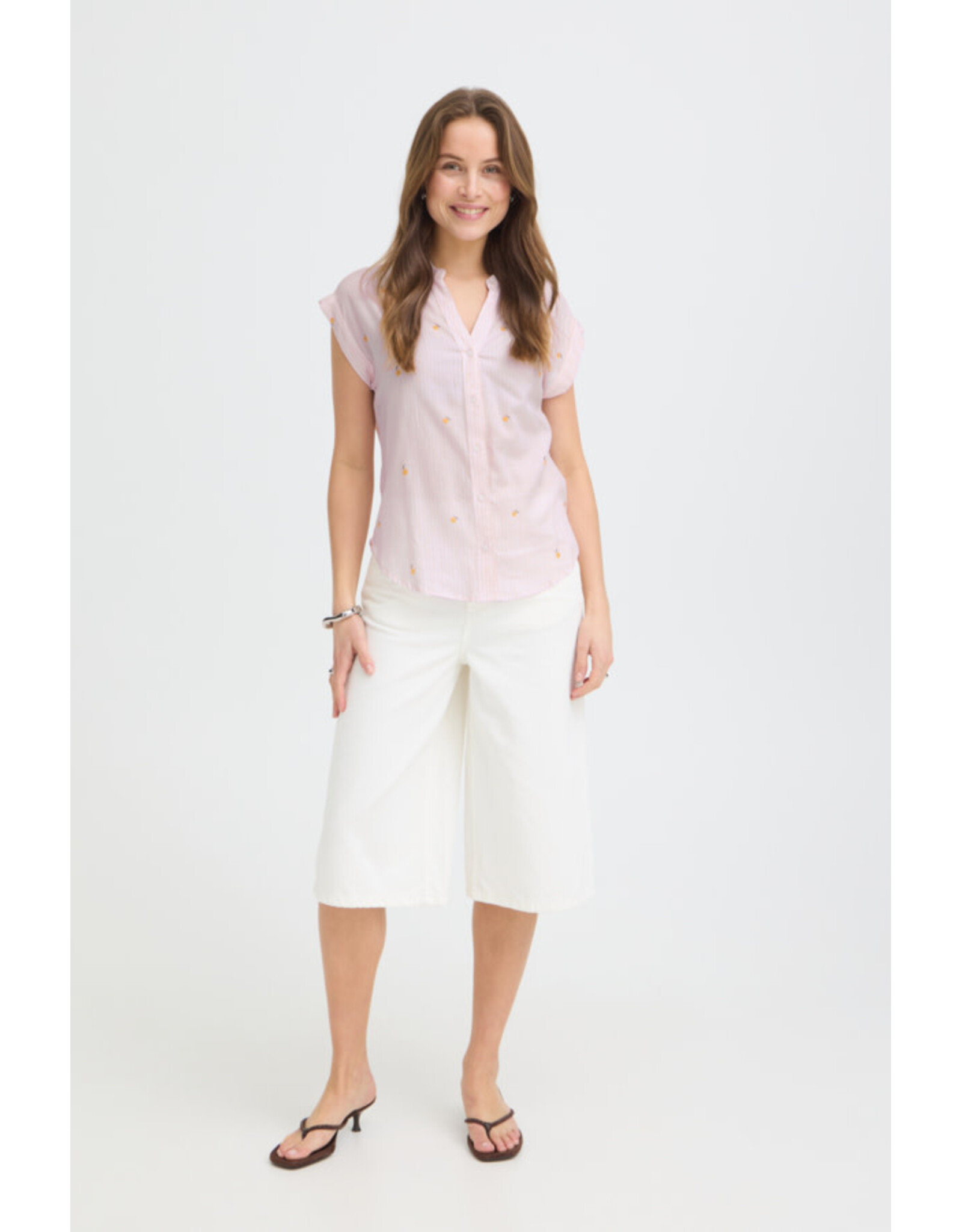 b.young b.young - Silas Short Sleeve Button Up (Pink Stripe)