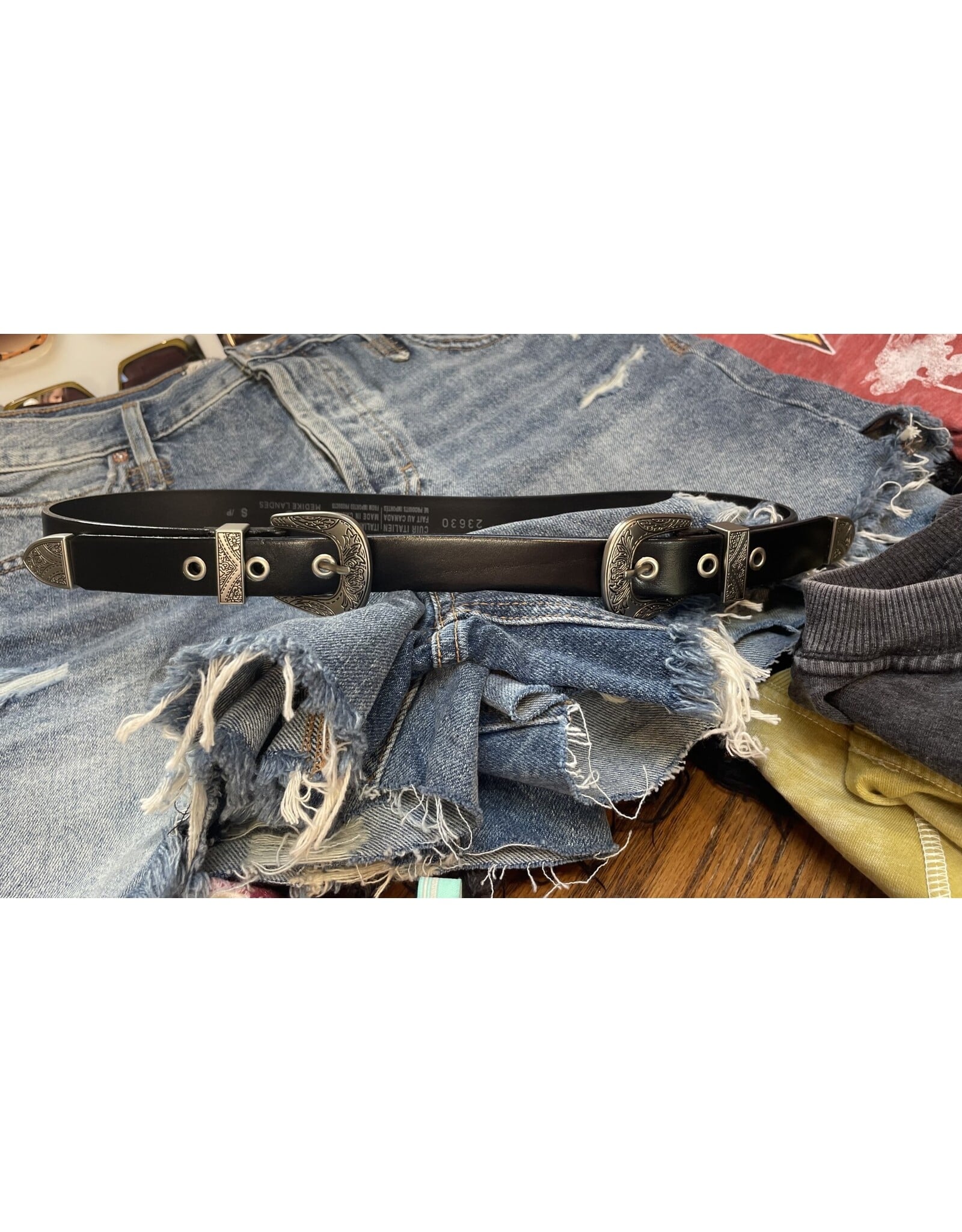 Medike Landes Medike Landes - Jessie double buckle black leather belt