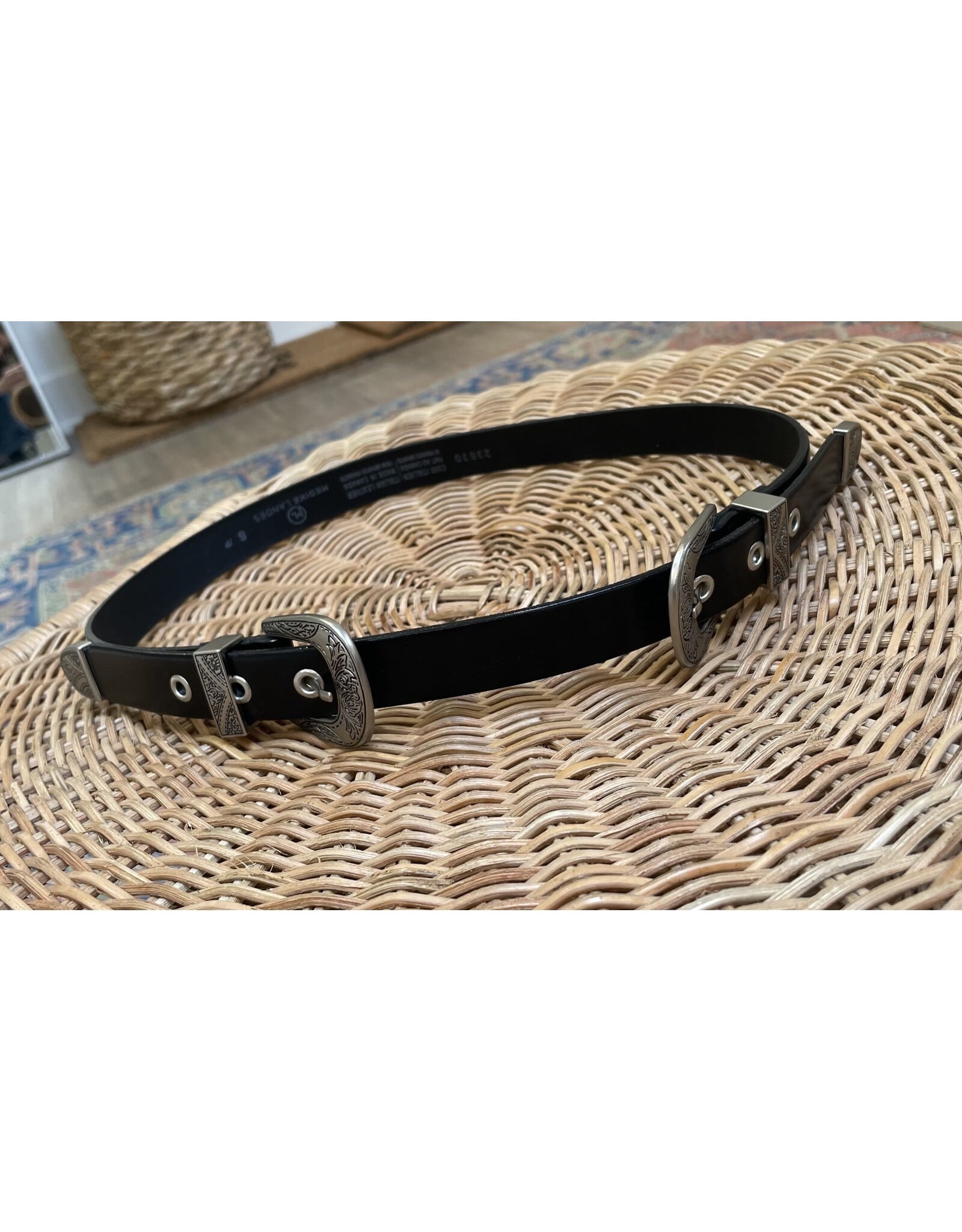 Medike Landes Medike Landes - Jessie double buckle black leather belt