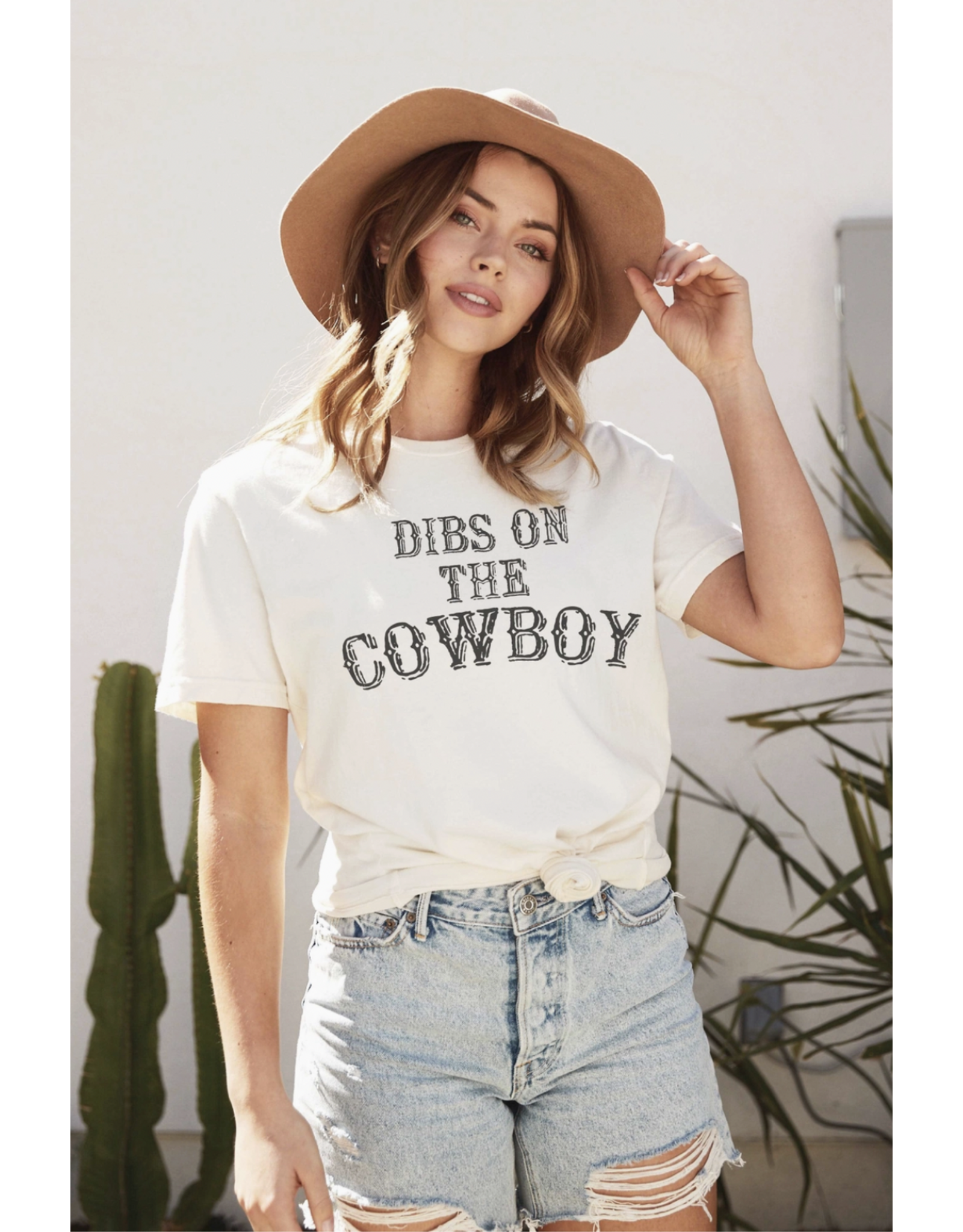 Oat Collective Oat Collective - Dibs On the Cowboy Graphic T-Shirt (Vintage White)