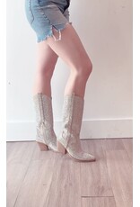 Let's See Style Alice 12 knee height rhinestone western boot (Silver)