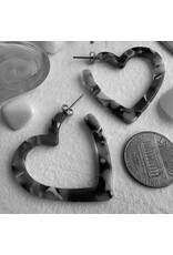 Pika & Bear Pika & Bear - "Wilson" Acetate Heart Hoop Earrings in Leopard