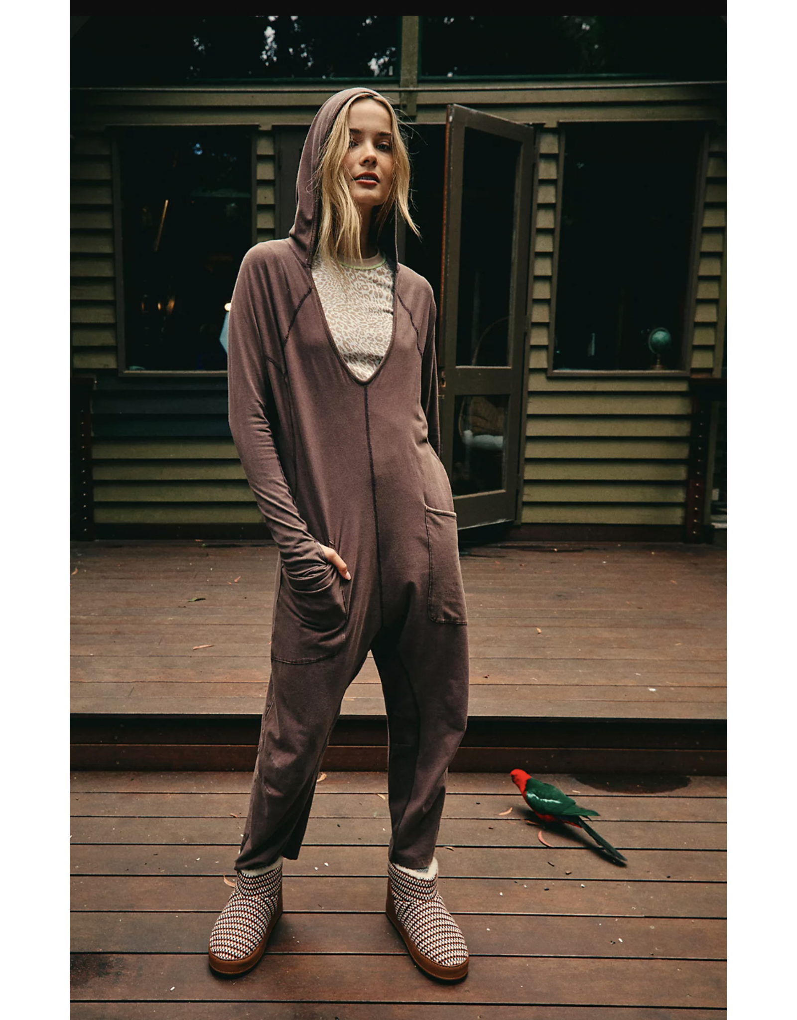 Free people Free People - Hot Shot Long Sleeve Onesie (Dark Espresso)