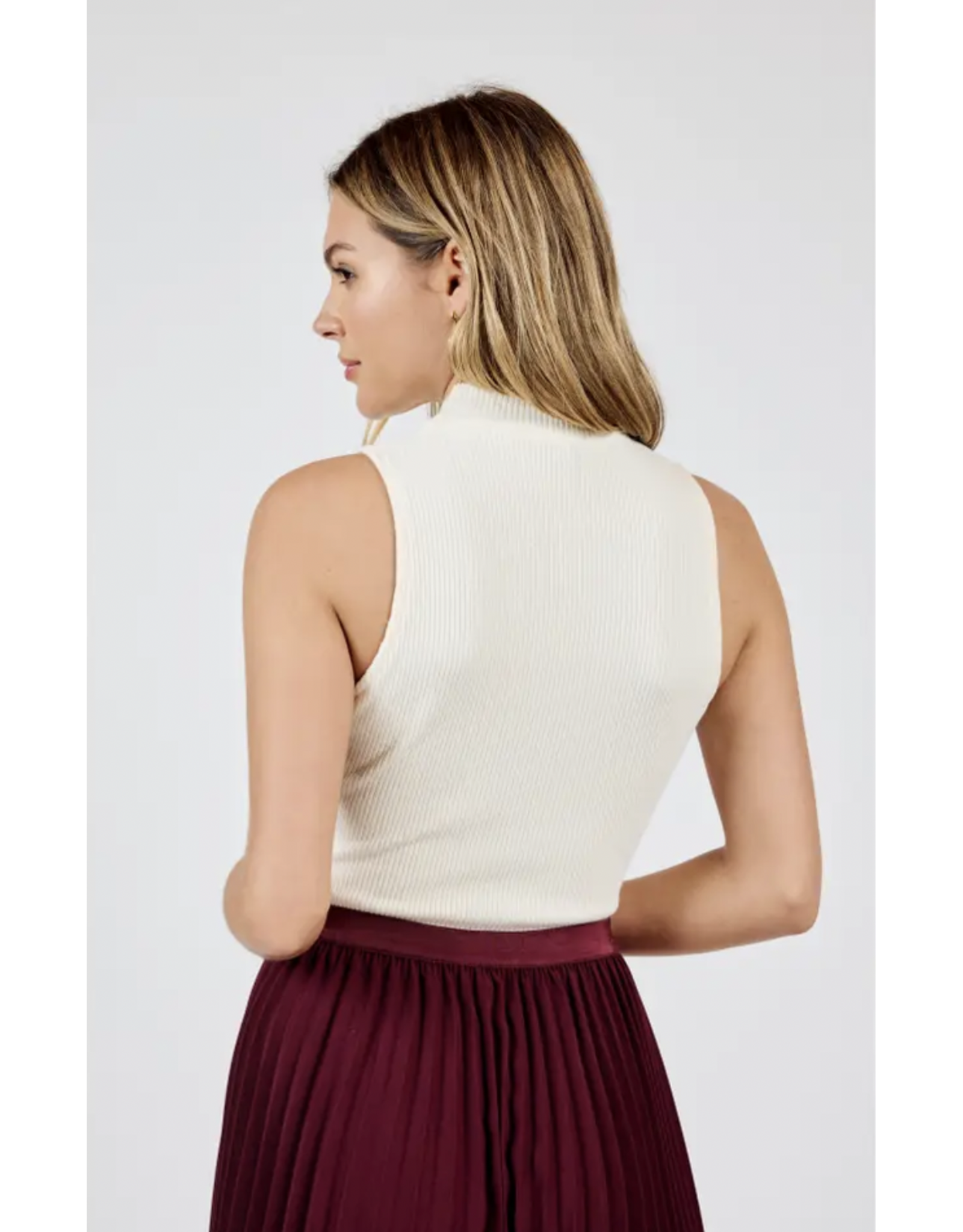 Sadie & Sage Sadie & Sage - Rest Easy Mock Neck Knit Tank (Ivory)