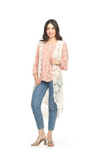 Papillon Papillon - Crochet High Low Open Vest (Beige)