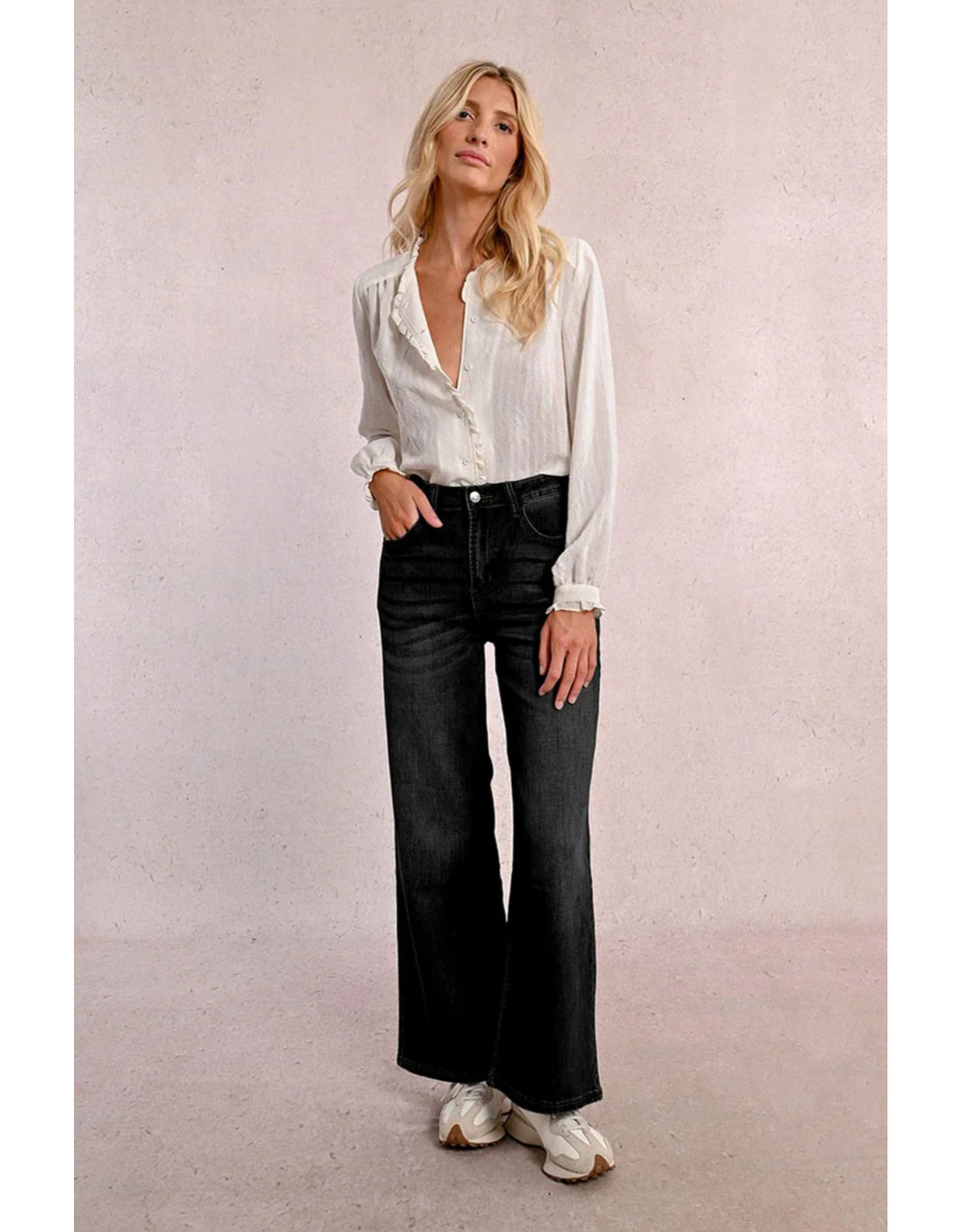Molly Bracken Molly Bracken - High Waisted Wide leg jeans (Black)