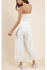 Sadie & Sage Sadie & Sage - So Cal Smocked Bodice Jumpsuit (White)