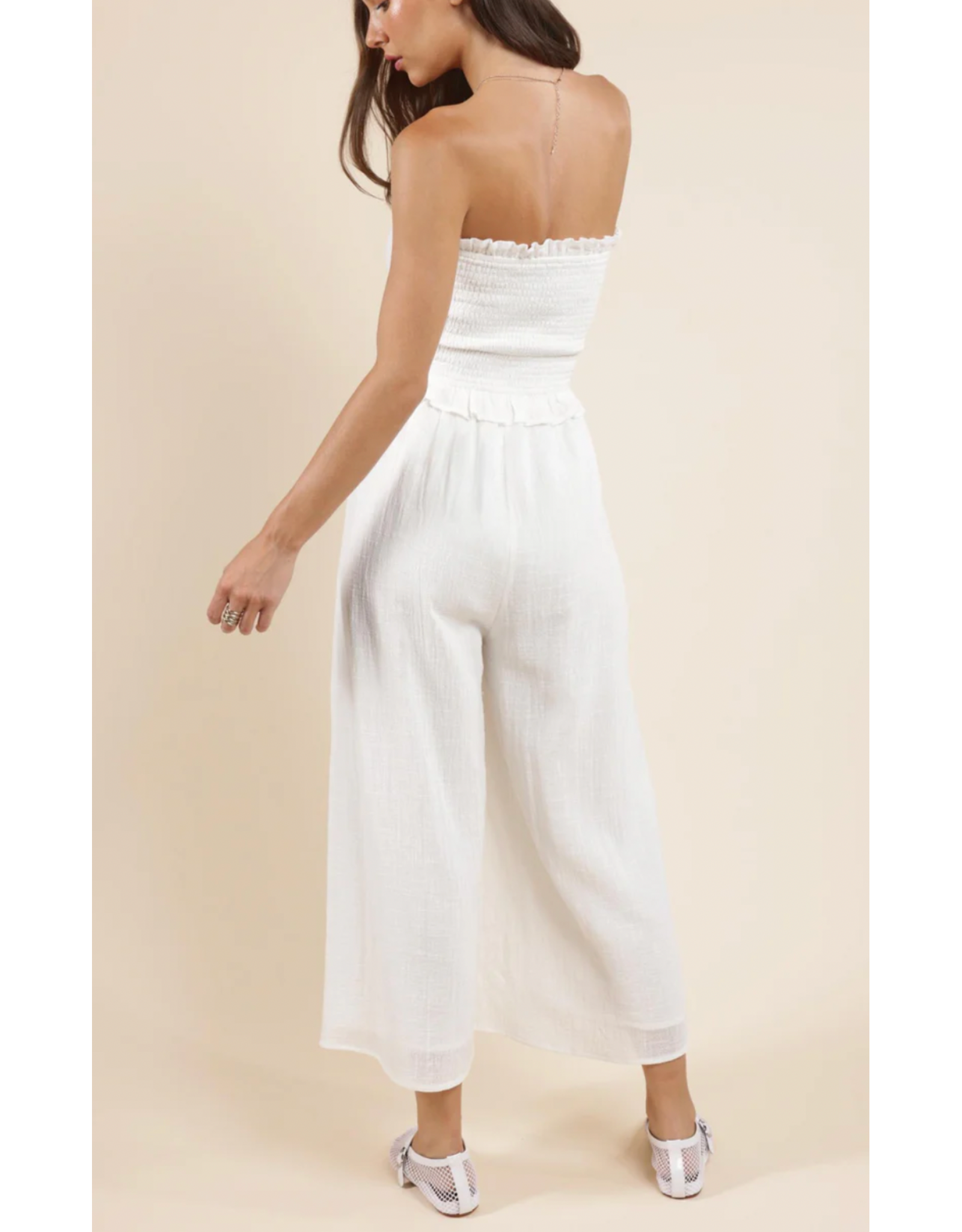 Sadie & Sage Sadie & Sage - So Cal Smocked Bodice Jumpsuit (White)