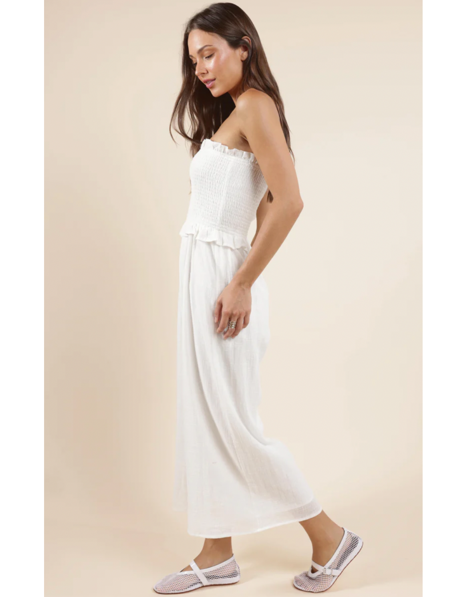 Sadie & Sage Sadie & Sage - So Cal Smocked Bodice Jumpsuit (White)