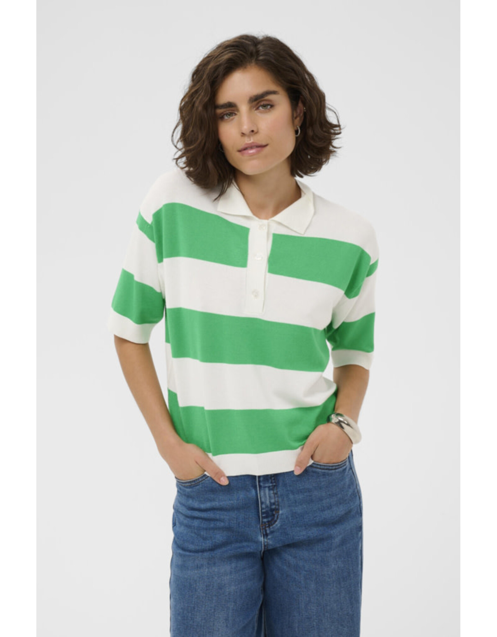 Kaffe Kaffe - Lizza Polo Knit (Bright Green / Chai)