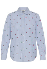 b.young b.young - Fenix Embroidered Button Up Shirt (Blue Stripe / Cherry)
