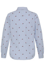 b.young b.young - Fenix Embroidered Button Up Shirt (Blue Stripe / Cherry)