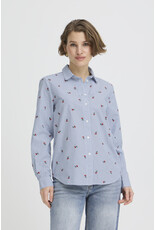 b.young b.young - Fenix Embroidered Button Up Shirt (Blue Stripe / Cherry)