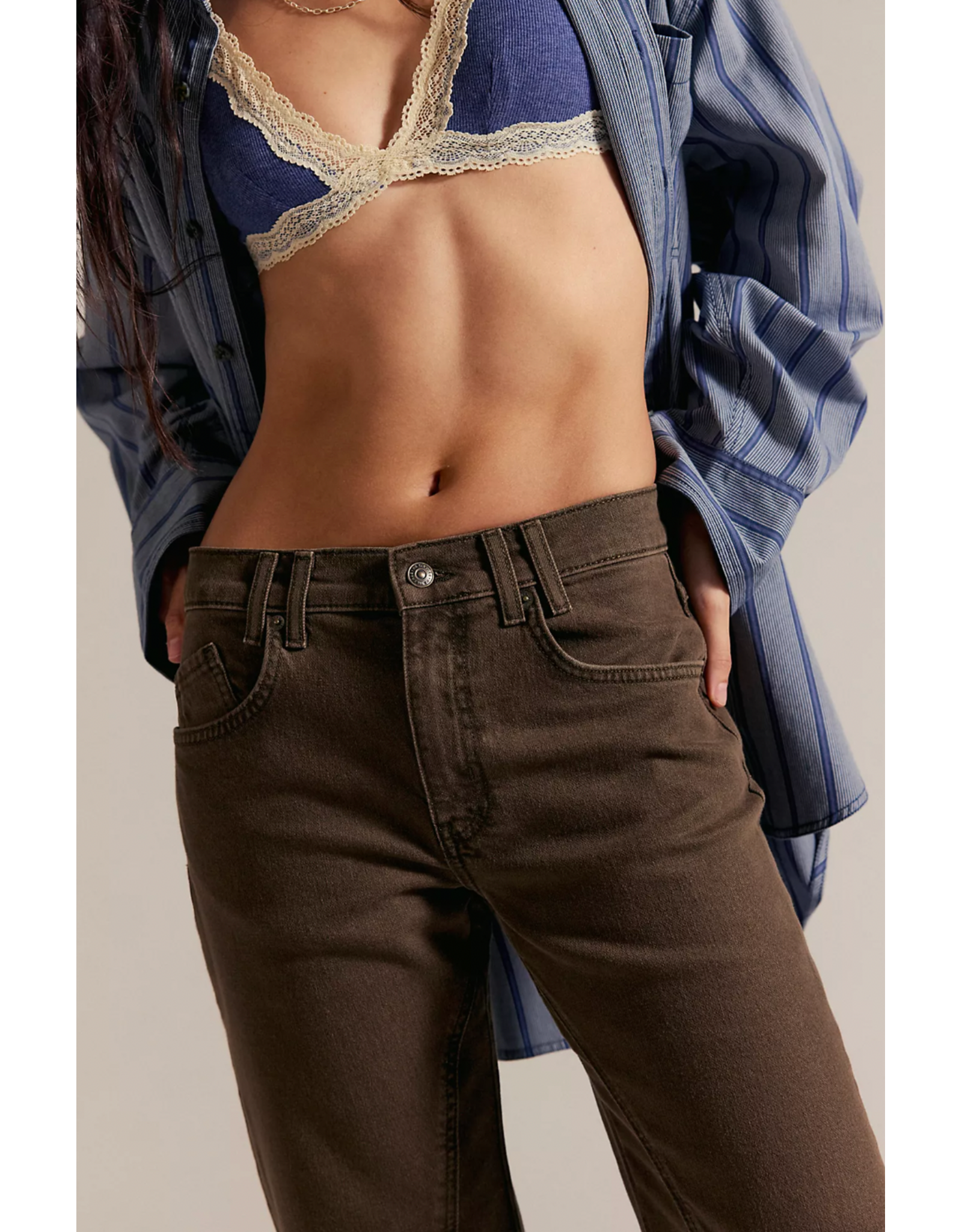 Free people Free People - Risk Taker Mid Rise Straight (Workwear Brown)
