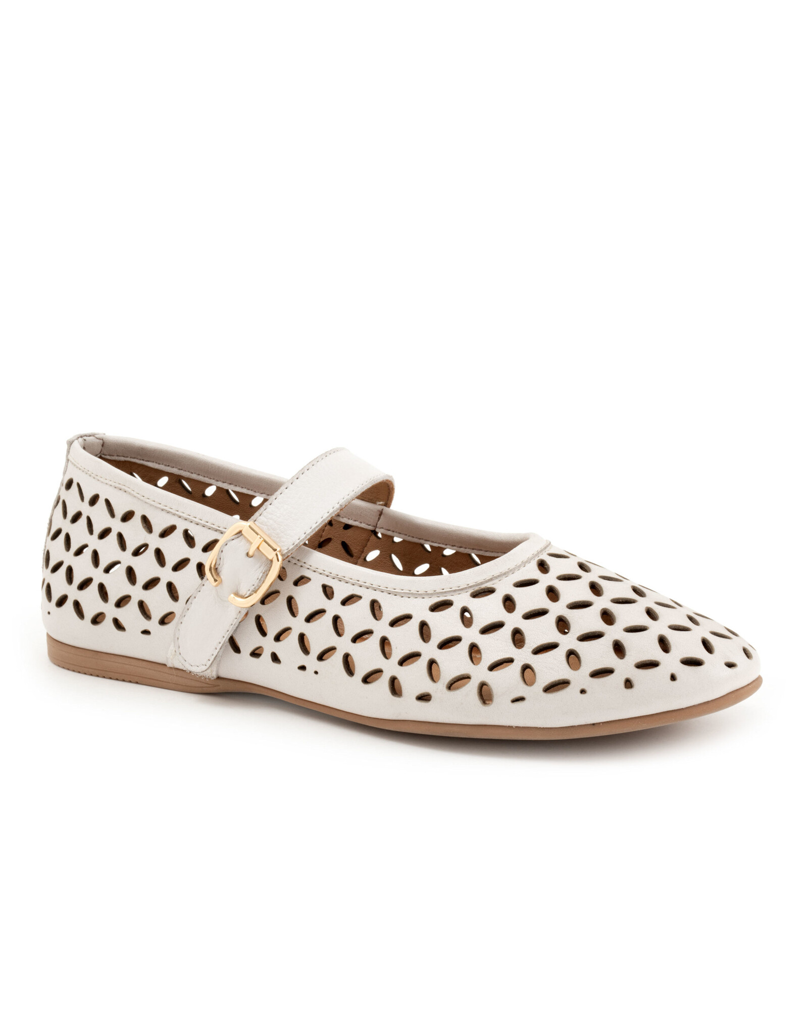 Bueno Bueno - Kehlani Perforated Mary Jane Flat (Ice White)
