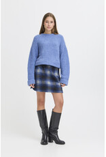 ICHI ICHI - Wooly Check Skirt (Navy Peony)