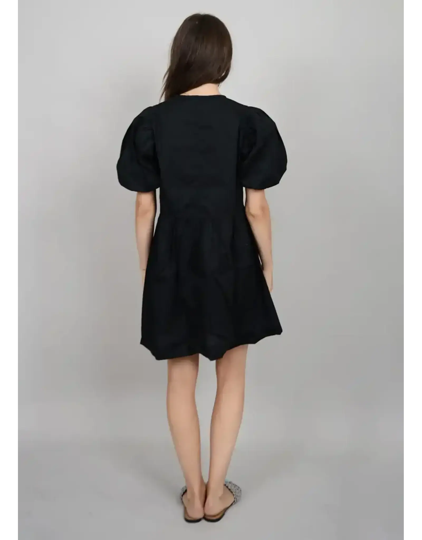 RD Style RD Style - Tally Puff Sleeve Front Tie Dress (Black)