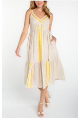 Liverpool Liverpool - Sleeveless Midi Dress (Cream / Brown Stripe)