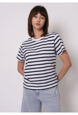 RD Style RD Style - Short Sleeve Crewneck Stripe Top (Winter White/Olive)