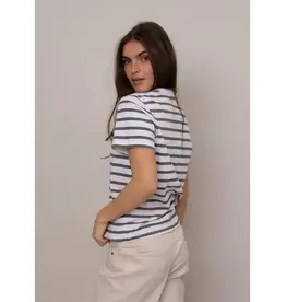 RD Style RD Style - Short Sleeve Crewneck Stripe Top (Winter White/Olive)