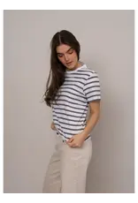 RD Style RD Style - Short Sleeve Crewneck Stripe Top (Winter White/Olive)