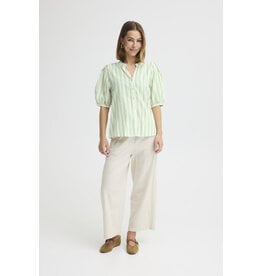 ICHI ICHI - Jovil Striped Short Sleeve Button Up (Greenbriar)