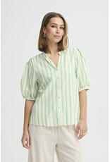 ICHI ICHI - Jovil Striped Short Sleeve Button Up (Greenbriar)