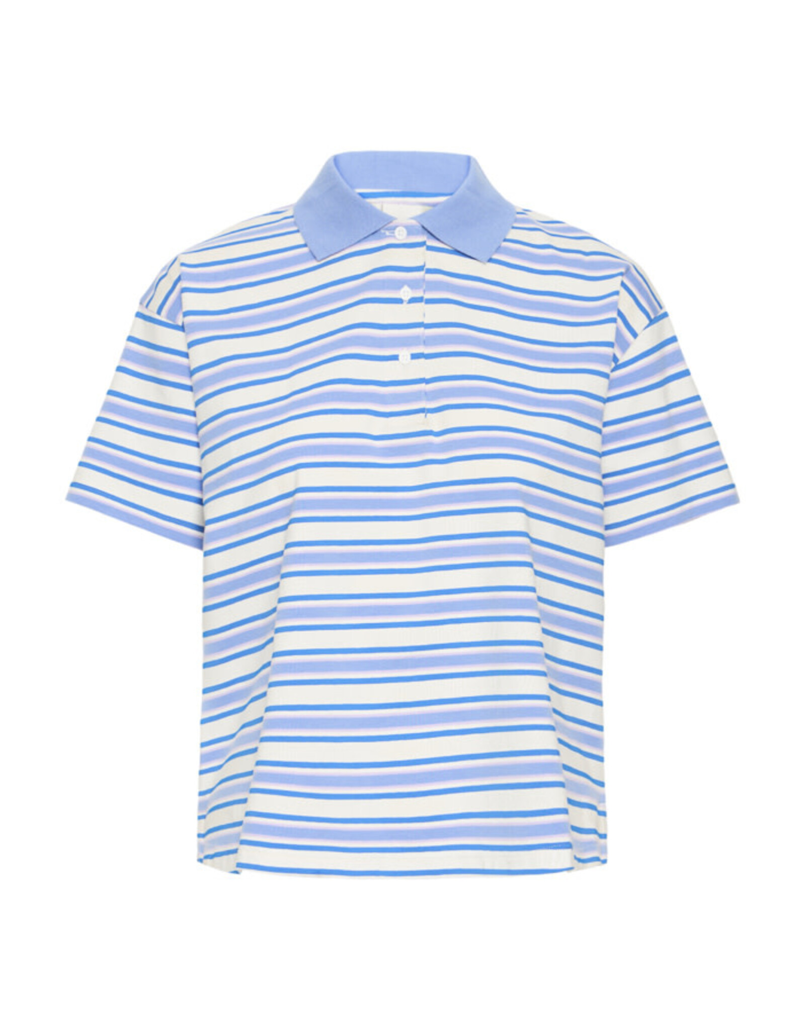 ICHI ICHI - Mira Striped Polo Shirt (Blue)